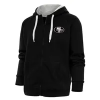 Women's Antigua White San Francisco 49ers Wordmark Victory Full-Zip Hoodie