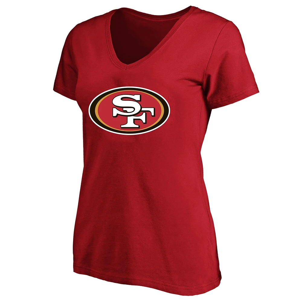 T-shirt à col rond avec nom et numéro Fair Catch pour femme Brock Purdy Scarlet San Francisco 49ers, grande taille