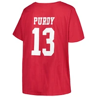 Women's Brock Purdy Scarlet San Francisco 49ers Plus Fair Catch Name & Number V-Neck T-Shirt