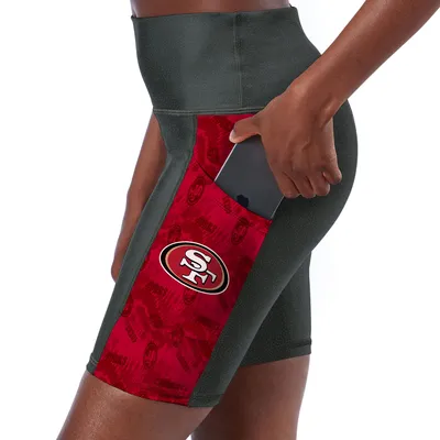 San Francisco 49ers Certo Women's High Waist Two-Pocket Biker Shorts - Charcoal