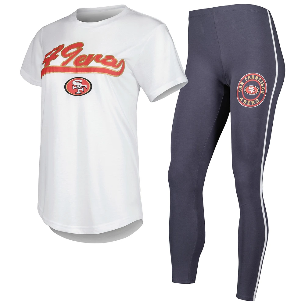 Ensemble de pyjama et leggings Sonata des 49ers San Francisco Sport Concepts pour femme, blanc/anthracite