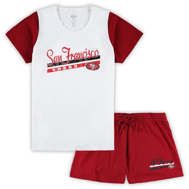 Lids San Francisco 49ers Concepts Sport Women's Plus Downfield T-Shirt &  Shorts Sleep Set - White/Scarlet