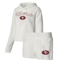 Women's Concepts Sport  White San Francisco 49ers Fluffy Pullover Sweatshirt & Shorts Sleep Set