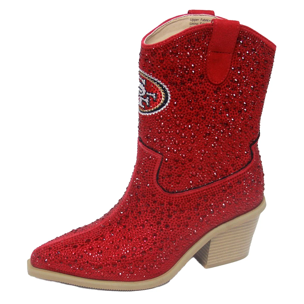 Women's Cuce  Scarlet San Francisco 49ers Crystal Ankle Boots