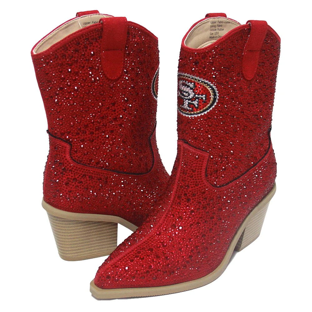 Women's Cuce  Scarlet San Francisco 49ers Crystal Ankle Boots