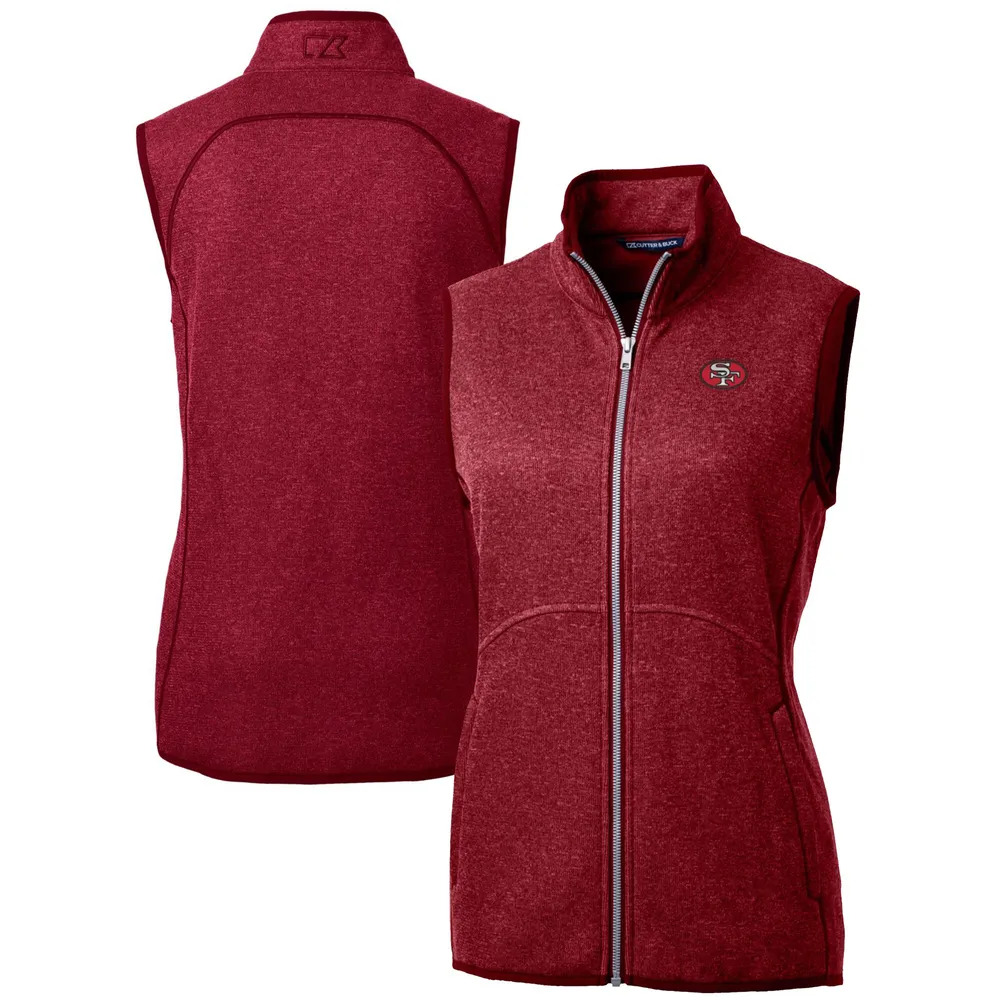Lids San Francisco 49ers Cutter & Buck Women's Throwback Logo Mainsail  Basic Sweater Knit Fleece Full-Zip Vest - Scarlet