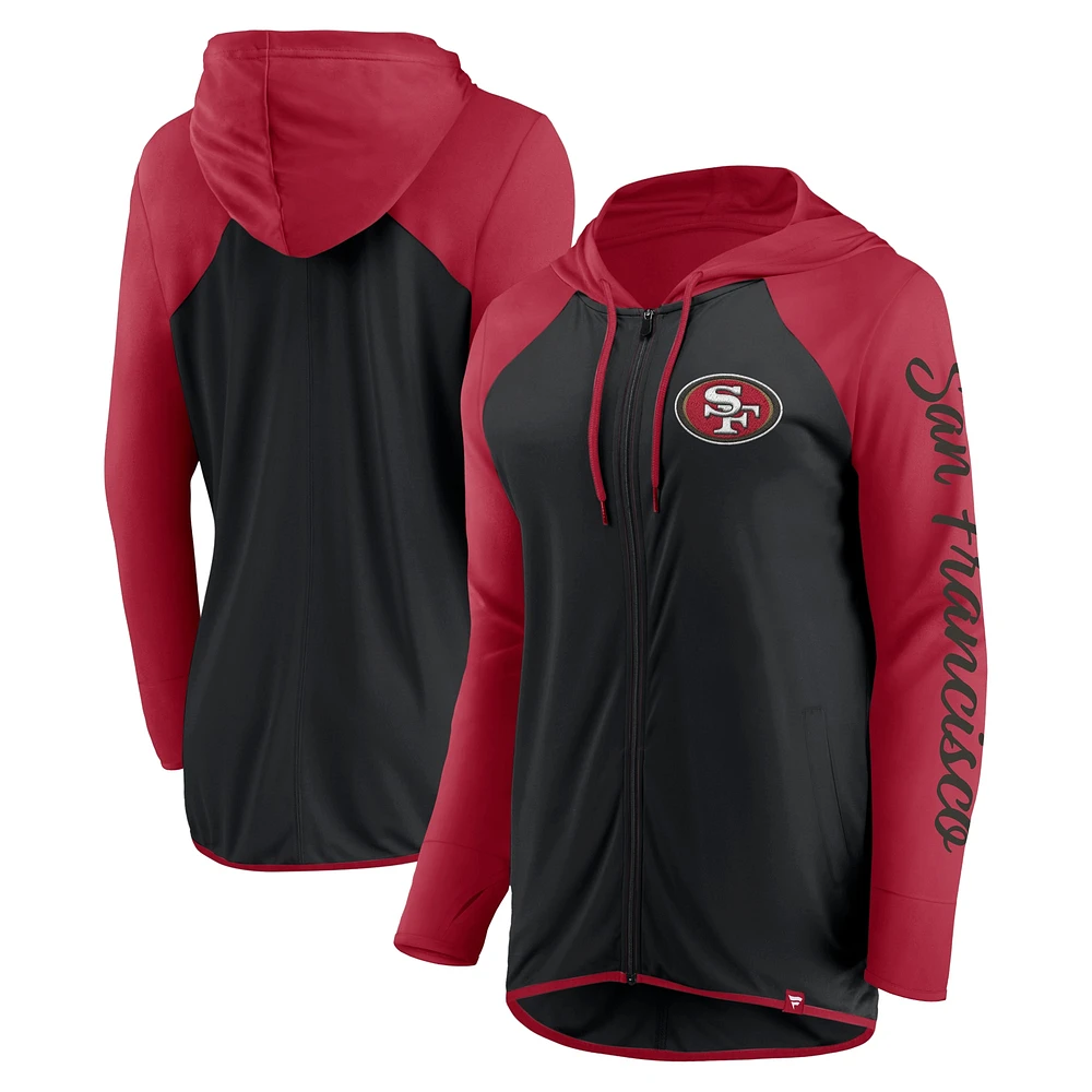 Women's Fanatics Black/Scarlet San Francisco 49ers Script Full-Zip Hoodie