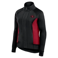 Women's Fanatics Black San Francisco 49ers Studio Fitted Full-Zip Gym Track Jacket