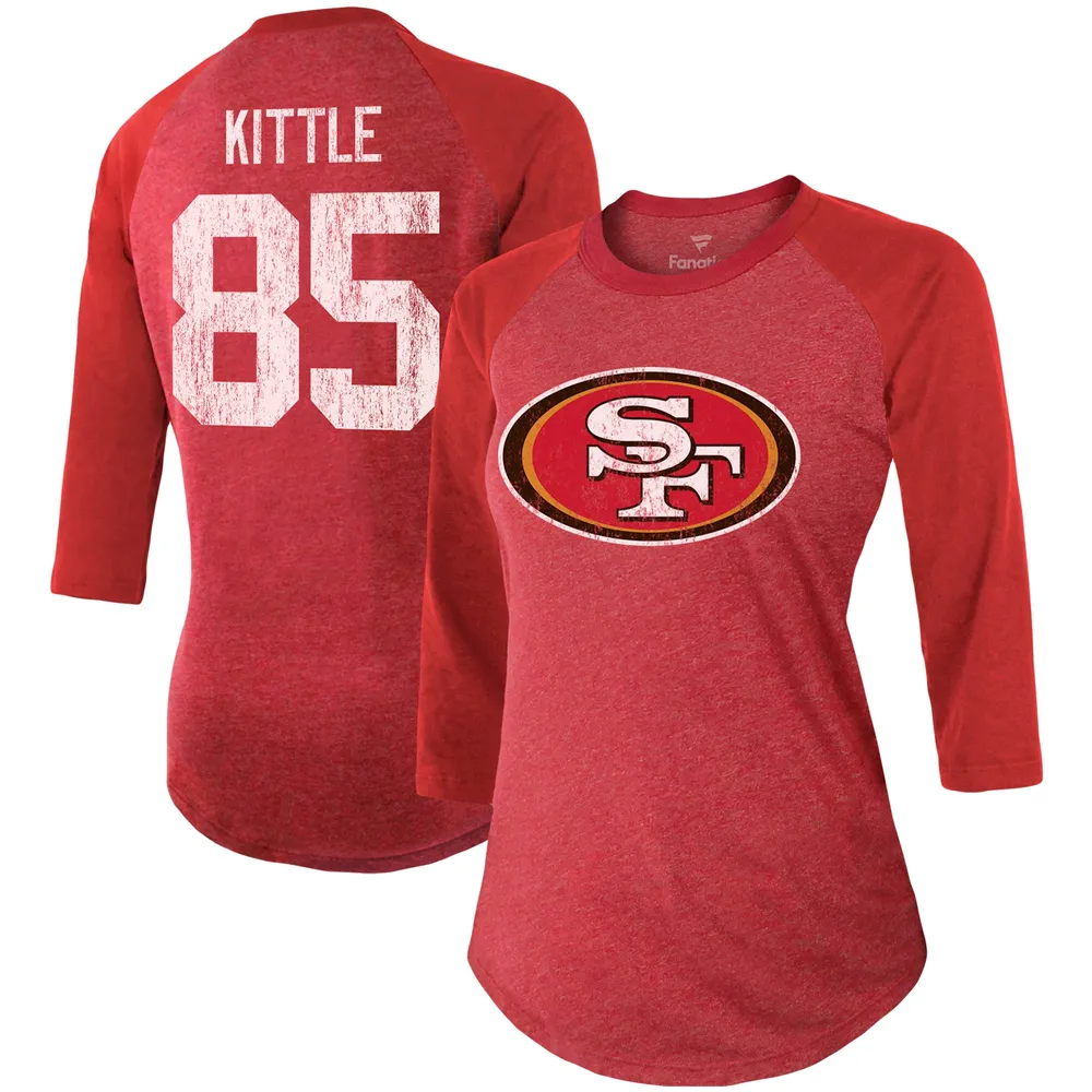 Lids George Kittle San Francisco 49ers Fanatics Branded Women's Team Player  Name & Number Tri-Blend Raglan 3/4-Sleeve T-Shirt - Scarlet