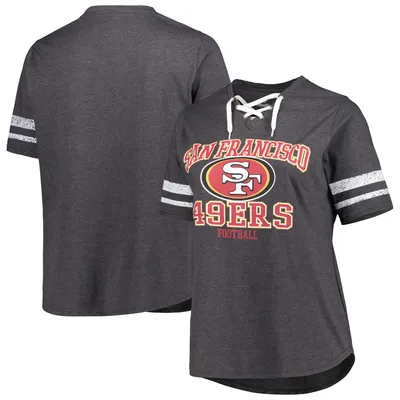 Women's Fanatics Branded Scarlet San Francisco 49ers Spirit Jersey Lace-Up V-Neck Long Sleeve T-Shirt