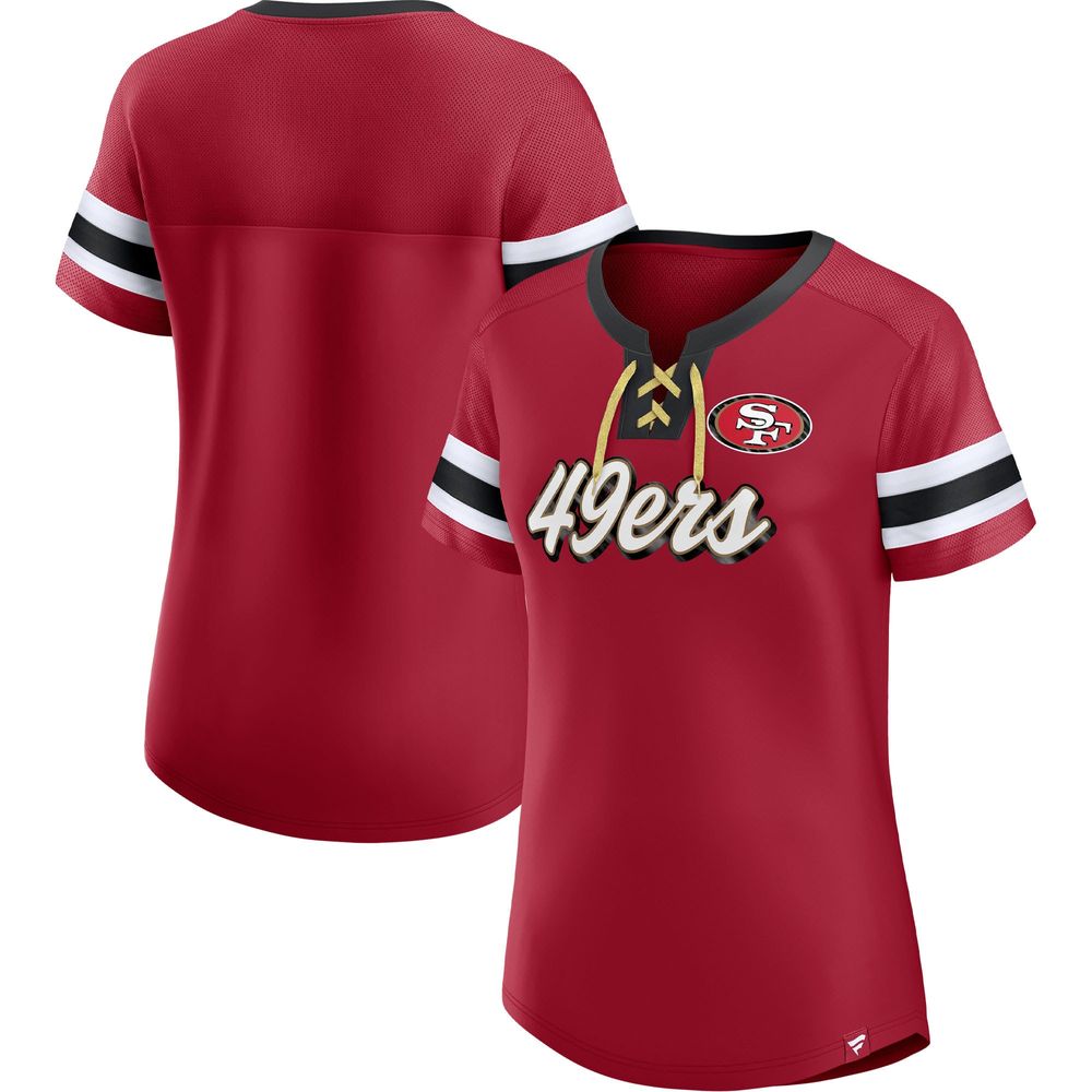 Lids San Francisco 49ers New Era Women's Raglan Lace-Up T-Shirt