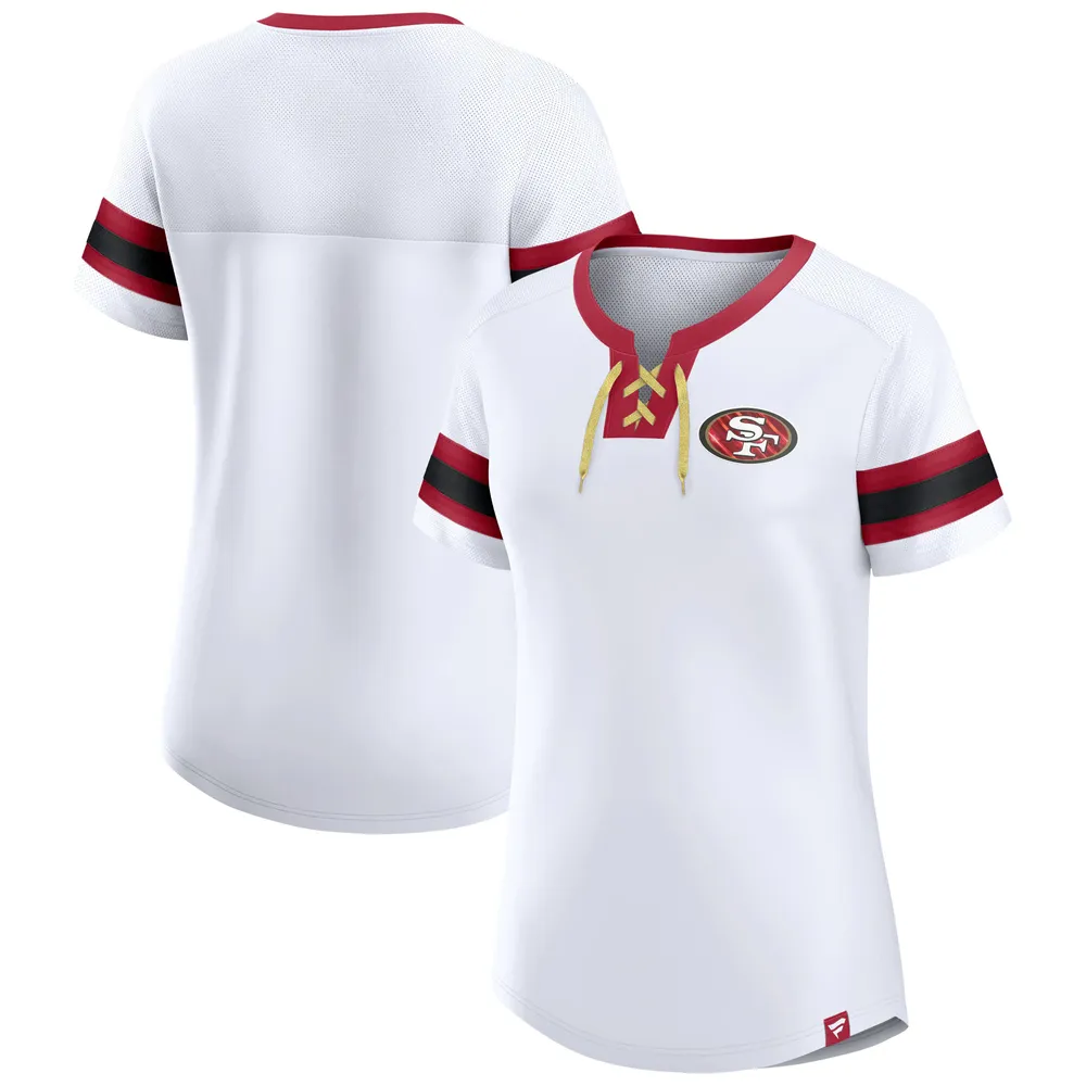 NFL San Francisco 49ers Women's Authentic Mesh Short Sleeve Lace Up V-Neck  Fashion Jersey - S