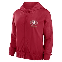 Sweat à capuche zippé complet Fanatics College Scarlet San Francisco 49ers Script Lock pour femme