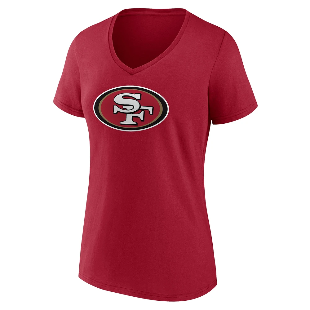 Women's Fanatics Deebo Samuel Scarlet San Francisco 49ers Player Icon Name & Number V-Neck T-Shirt