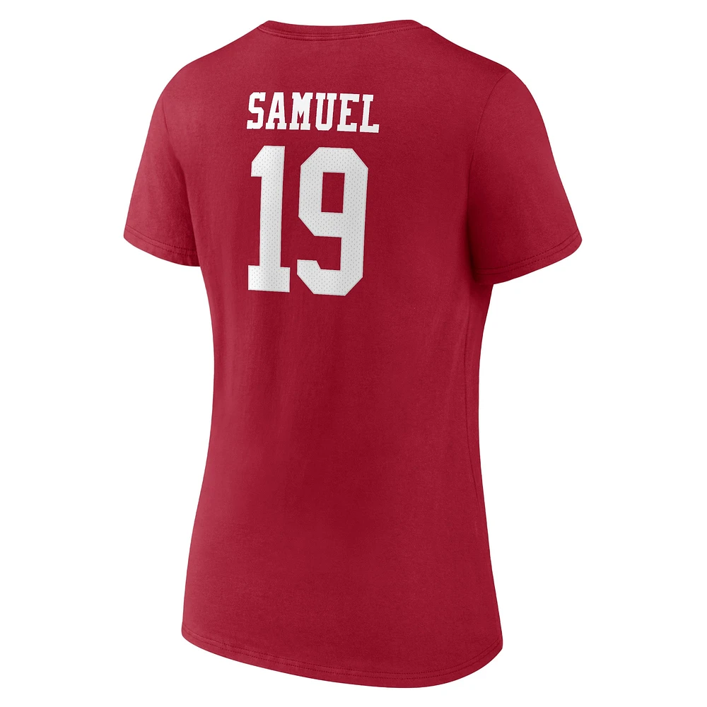 Women's Fanatics Deebo Samuel Scarlet San Francisco 49ers Player Icon Name & Number V-Neck T-Shirt