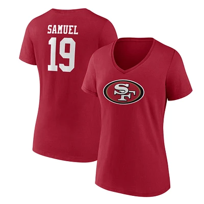 Women's Fanatics Deebo Samuel Scarlet San Francisco 49ers Player Icon Name & Number V-Neck T-Shirt