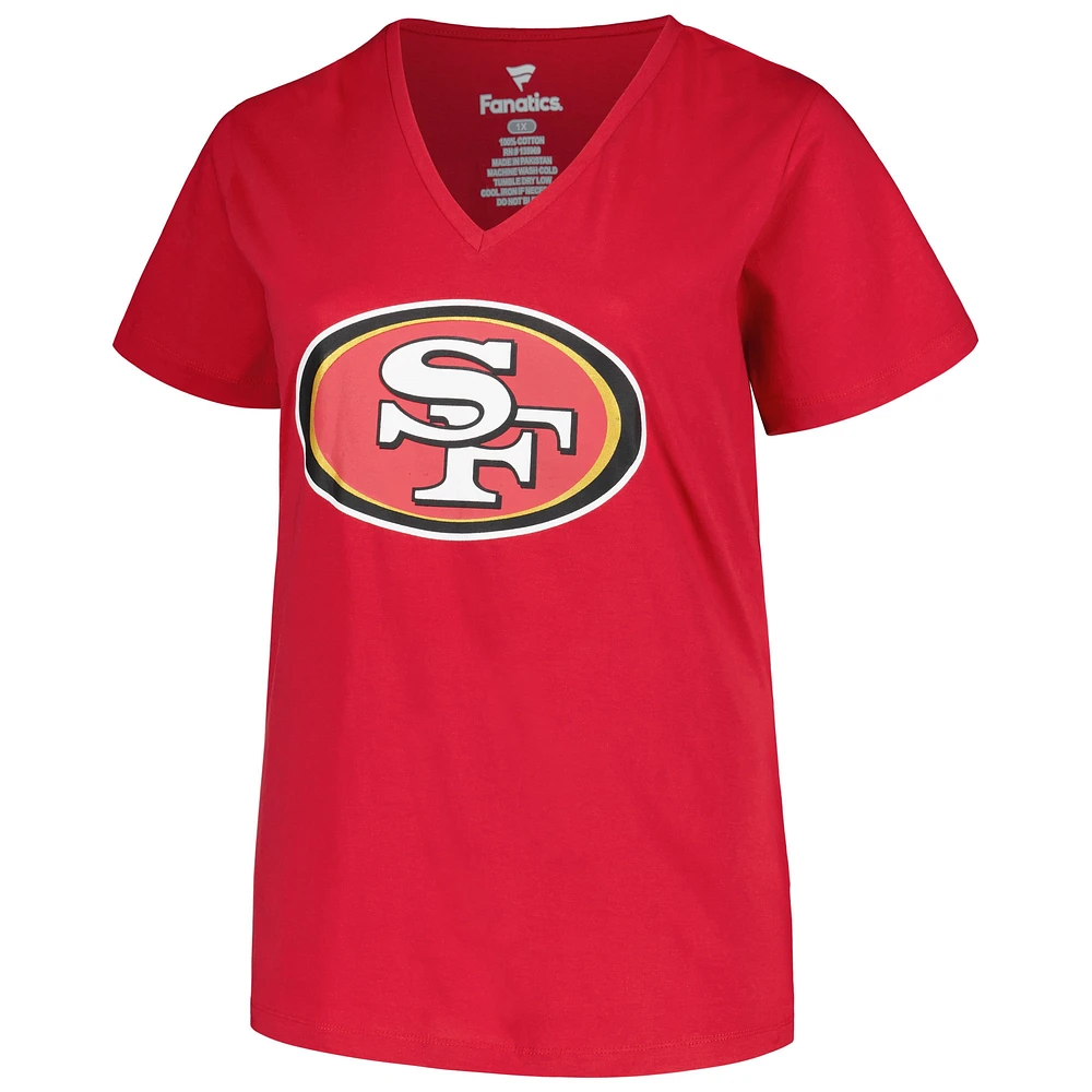 Women's Fanatics Deebo Samuel Scarlet San Francisco 49ers Plus Player Name & Number V-Neck T-Shirt