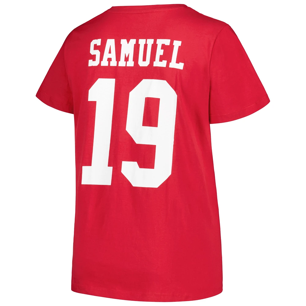 Women's Fanatics Deebo Samuel Scarlet San Francisco 49ers Plus Player Name & Number V-Neck T-Shirt