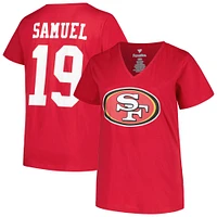 Women's Fanatics Deebo Samuel Scarlet San Francisco 49ers Plus Player Name & Number V-Neck T-Shirt