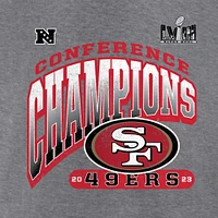 Women's Fanatics  Heather Gray San Francisco 49ers 2023 NFC Champions Hail Mary Tri-Blend 3/4-Sleeve V-Neck T-Shirt