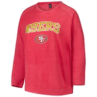 Women's Fanatics  Red San Francisco 49ers Acid Wash Raglan Pullover Sweatshirt