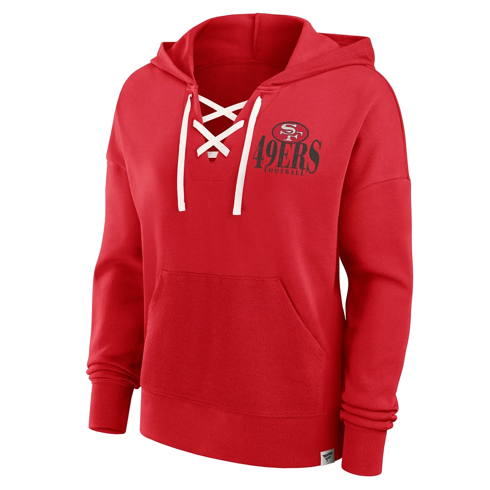 Women's Fanatics Scarlet San Francisco 49ers Blitz Left Lace-Up Pullover Hoodie