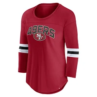 Women's Fanatics Scarlet San Francisco 49ers First Team Arch Logo 3/4 Sleeve T-Shirt