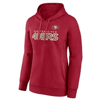 Women's Fanatics Scarlet San Francisco 49ers Iconic Cotton Fleece Checklist Pullover Hoodie