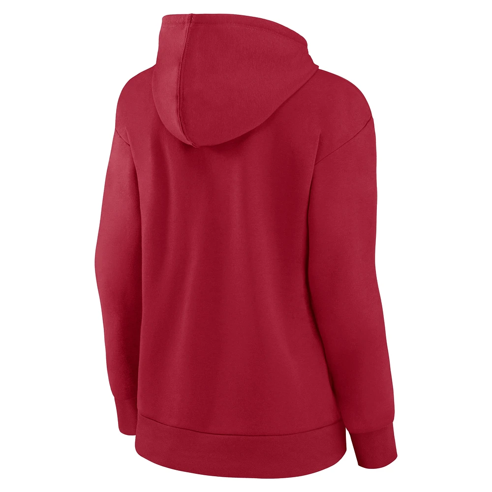 Women's Fanatics Scarlet San Francisco 49ers Iconic Cotton Fleece Checklist Pullover Hoodie