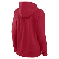 Women's Fanatics Scarlet San Francisco 49ers Iconic Cotton Fleece Checklist Pullover Hoodie