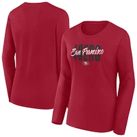 T-shirt à manches longues et col rond Fanatics Scarlet San Francisco 49ers pour femme