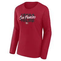 T-shirt à manches longues et col rond Fanatics Scarlet San Francisco 49ers pour femme