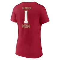 Fanatics Scarlet San Francisco 49ers pour femmes - T-shirt à col en V grande taille la fête des mères #1 Mom