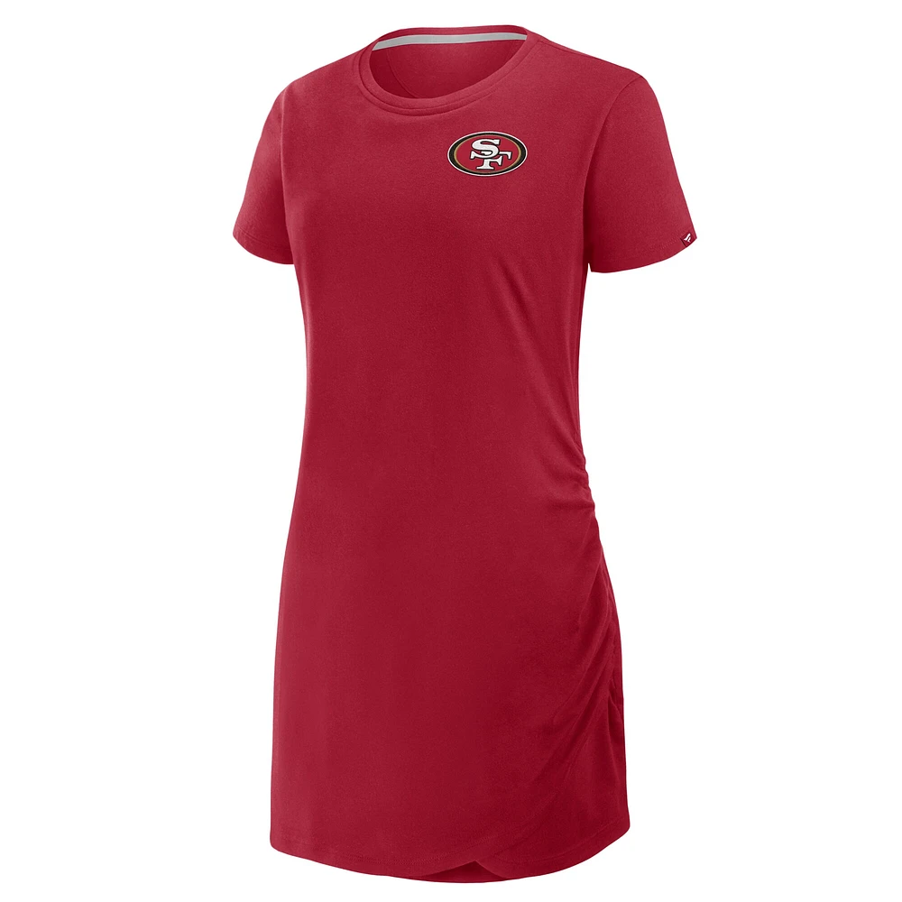 Robe t-shirt drapée froncée Fanatics Scarlet pour femme des San Francisco 49ers