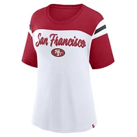 Haut court tendance fanatique blanc/écarlate pour femme San Francisco 49ers Cheer Chant