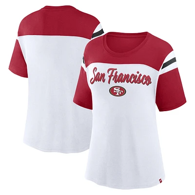 Haut court tendance fanatique blanc/écarlate pour femme San Francisco 49ers Cheer Chant