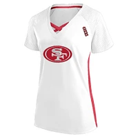 Women's Fanatics  White San Francisco 49ers Plus Glitter Lace-Up V- Neck T-Shirt