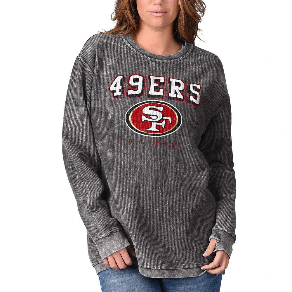 Women's G-III 4Her by Carl Banks Black San Francisco 49ers Comfy Cord Pullover Sweatshirt