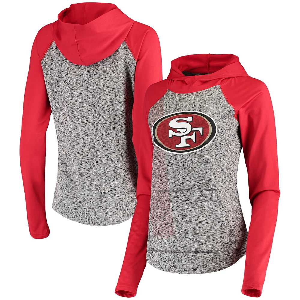 Women's G-III 4Her by Carl Banks Heathered Gray/Scarlet San Francisco 49ers Championship Ring Pullover Hoodie