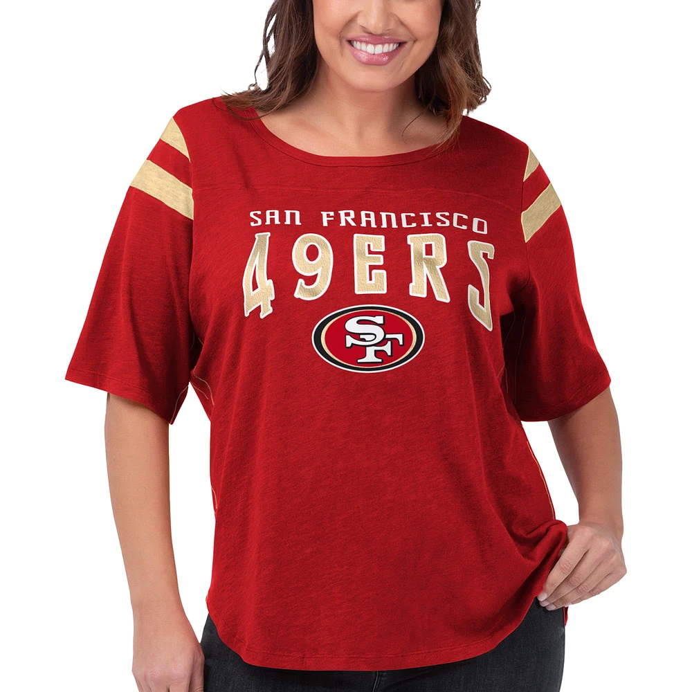 T-shirt à manches 3/4 pour femme G-III 4Her by Carl Banks Red San Francisco 49ers Plus Linebacker