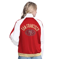 Veste de survêtement à fermeture éclair intégrale G-III 4Her by Carl Banks pour femme, blanche/écarlate, motif Rally Rhinestone des 49ers San Francisco