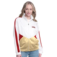 Veste de survêtement à fermeture éclair intégrale G-III 4Her by Carl Banks pour femme, blanche/écarlate, motif Rally Rhinestone des 49ers San Francisco