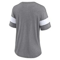 T-shirt mode à col en V pour femme Heather Gray San Francisco 49ers Super Bowl LVIII Cheer Section Tri-Blend