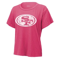 Women's Majestic Threads Christian McCaffrey Pink San Francisco 49ers Name & Number T-Shirt