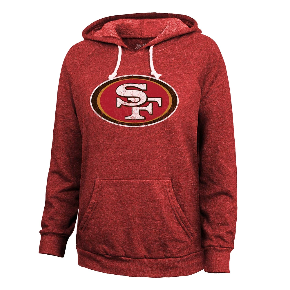 Majestic Threads pour femme Christian McCaffrey Scarlet San Francisco 49ers Nom et numéro Tri-Blend Pull à capuche