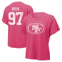 T-shirt avec nom et numéro Majestic Threads Nick Bosa pour femmes, rose, San Francisco 49ers