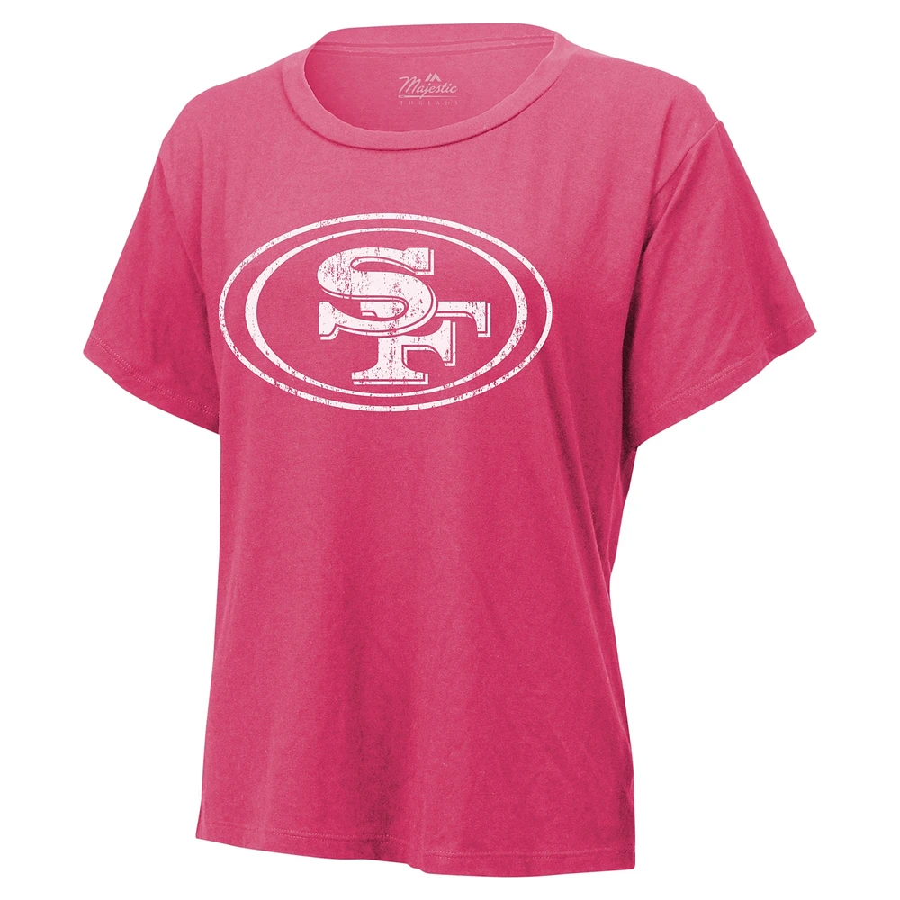 T-shirt avec nom et numéro Majestic Threads Nick Bosa pour femmes, rose, San Francisco 49ers