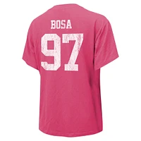 T-shirt avec nom et numéro Majestic Threads Nick Bosa pour femmes, rose, San Francisco 49ers