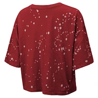 Women's Majestic Threads Scarlet San Francisco 49ers Bleach Splatter Notch Neck Crop T-Shirt