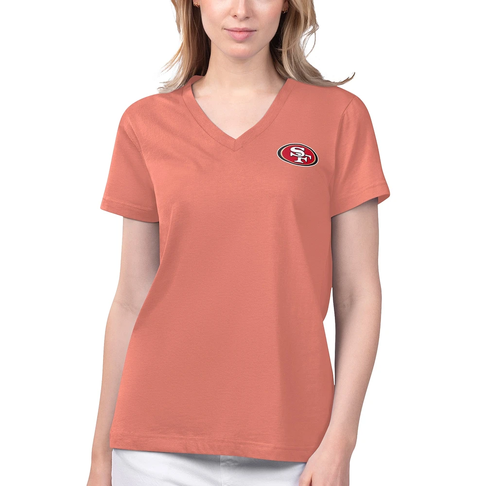 Women's Margaritaville Coral San Francisco 49ers Game Time V-Neck T-Shirt